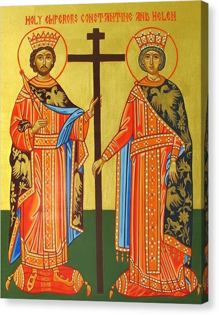 432x622 Holy Emperors Constantine And Helen Painting By Andreea Bagiu - Emperor Constantine Painting