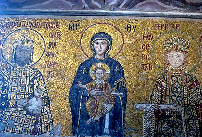662x451 Images Of Byzantine Emperors In Mosaics Of Hagia Sophia Medieval - Emperor Constantine Painting