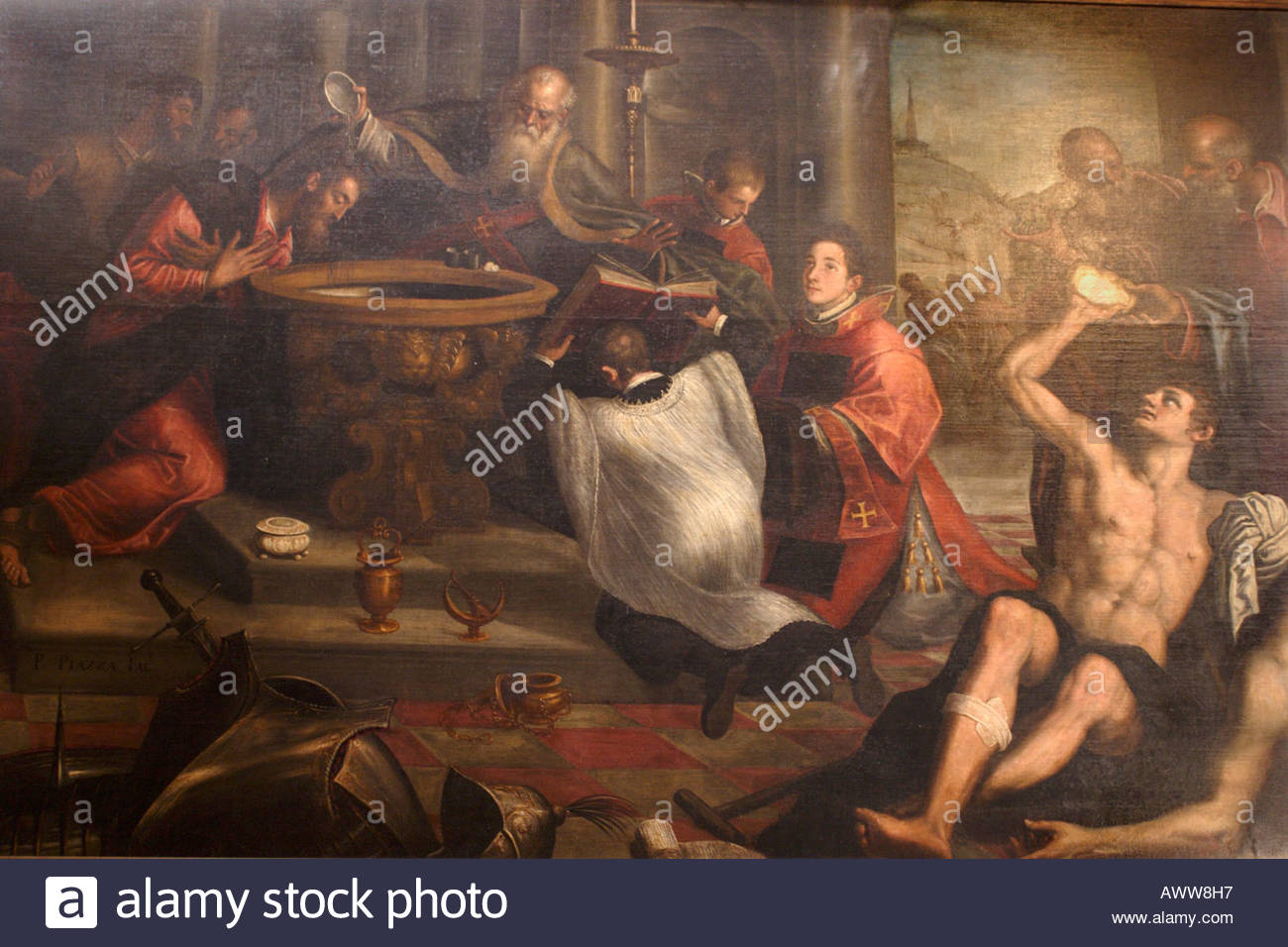1300x956 Italy. Venice. San Polo Church. Painting Of St.silvester Baptising - Emperor Constantine Painting
