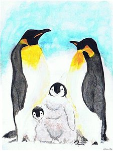225x300 Emperor Penguin Paintings - Emperor Penguin Painting