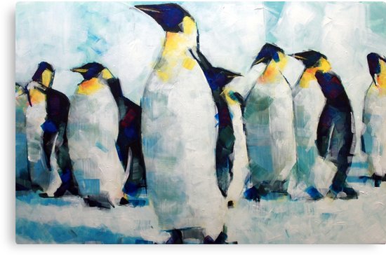 550x364 Emperor Penguins Artwork Painting Canvas Prints By Samuel Durkin - Emperor Penguin Painting