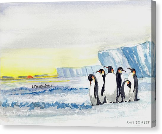 546x452 Emperor Penguins Greet The Returning Sun Painting By Roderick Rhys - Emperor Penguin Painting