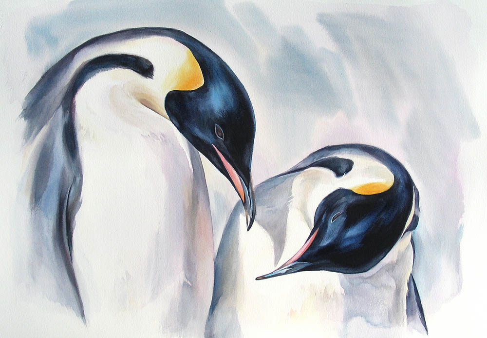 1000x693 Emperor Penguins David Mceown Artist Journeys - Emperor Penguin Painting
