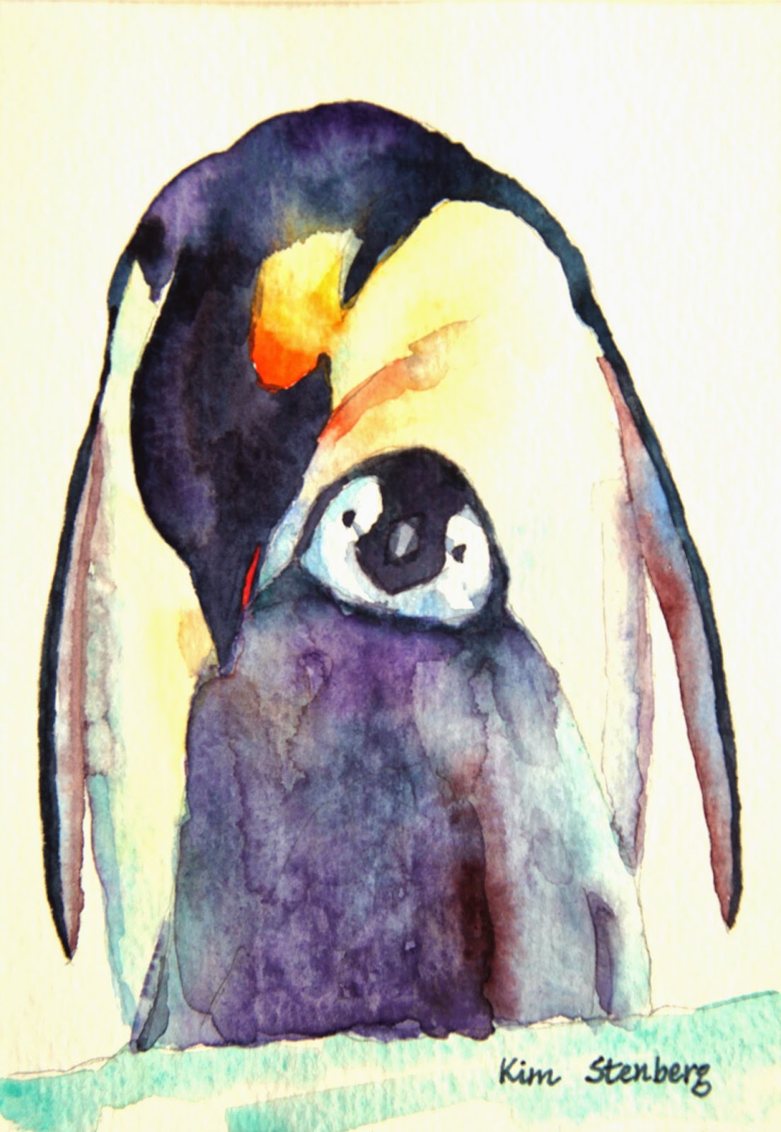 1104x1600 Kim Stenberg's Painting Journal Emperor Penguin Love - Emperor Penguin Painting
