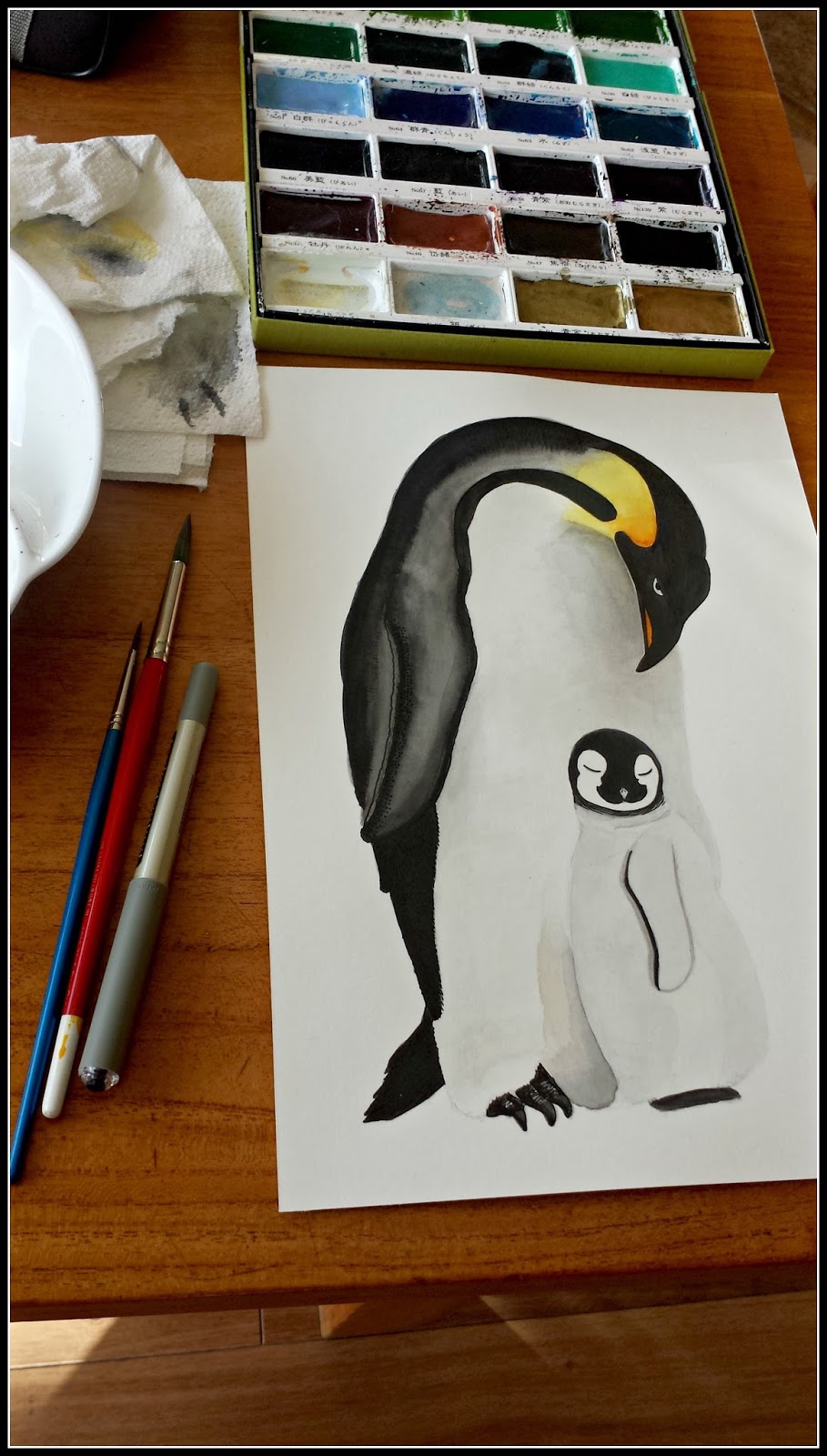 909x1600 Neesie Natters Emperor Penguin And Baby Ppf - Emperor Penguin Painting
