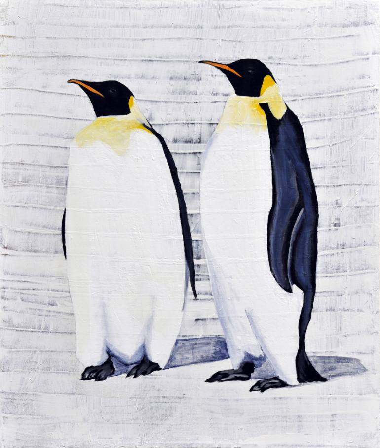 770x909 Saatchi Art 2 Emperor Penguins Painting By Raph Thomas - Emperor Penguin Painting