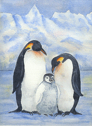 301x414 The Emperor Penguin Family Portrait - Emperor Penguin Painting
