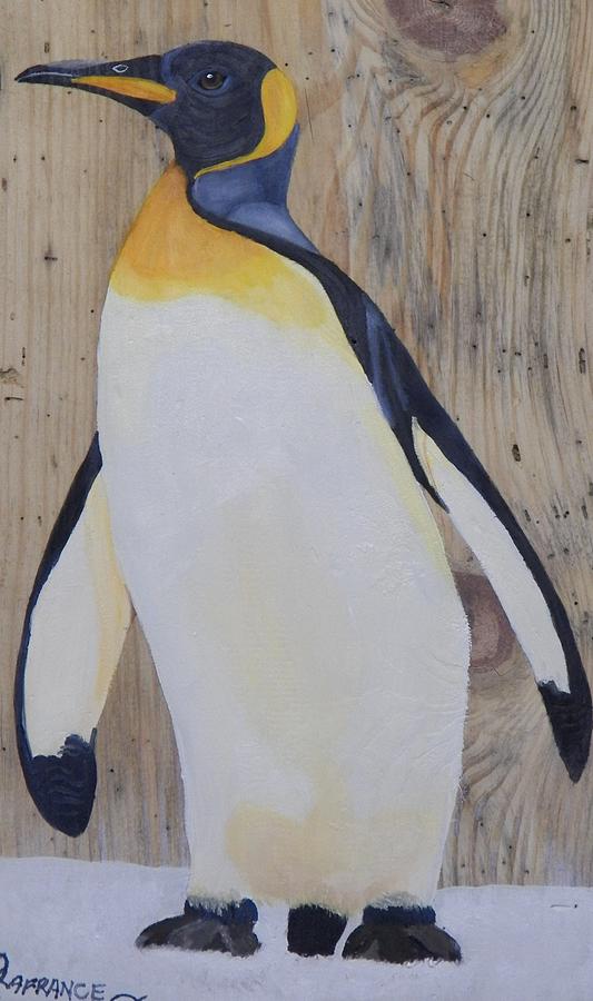 533x900 Emperor Penguin On Wood Painting By Debbie Lafrance - Emperor Penguin Painting