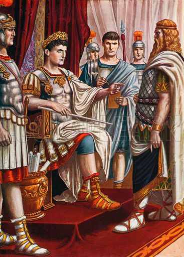 367x512 King Decebalus Surrendering To The Emperor Trajan. Obrazy Klio - Emperor Trajan Painting