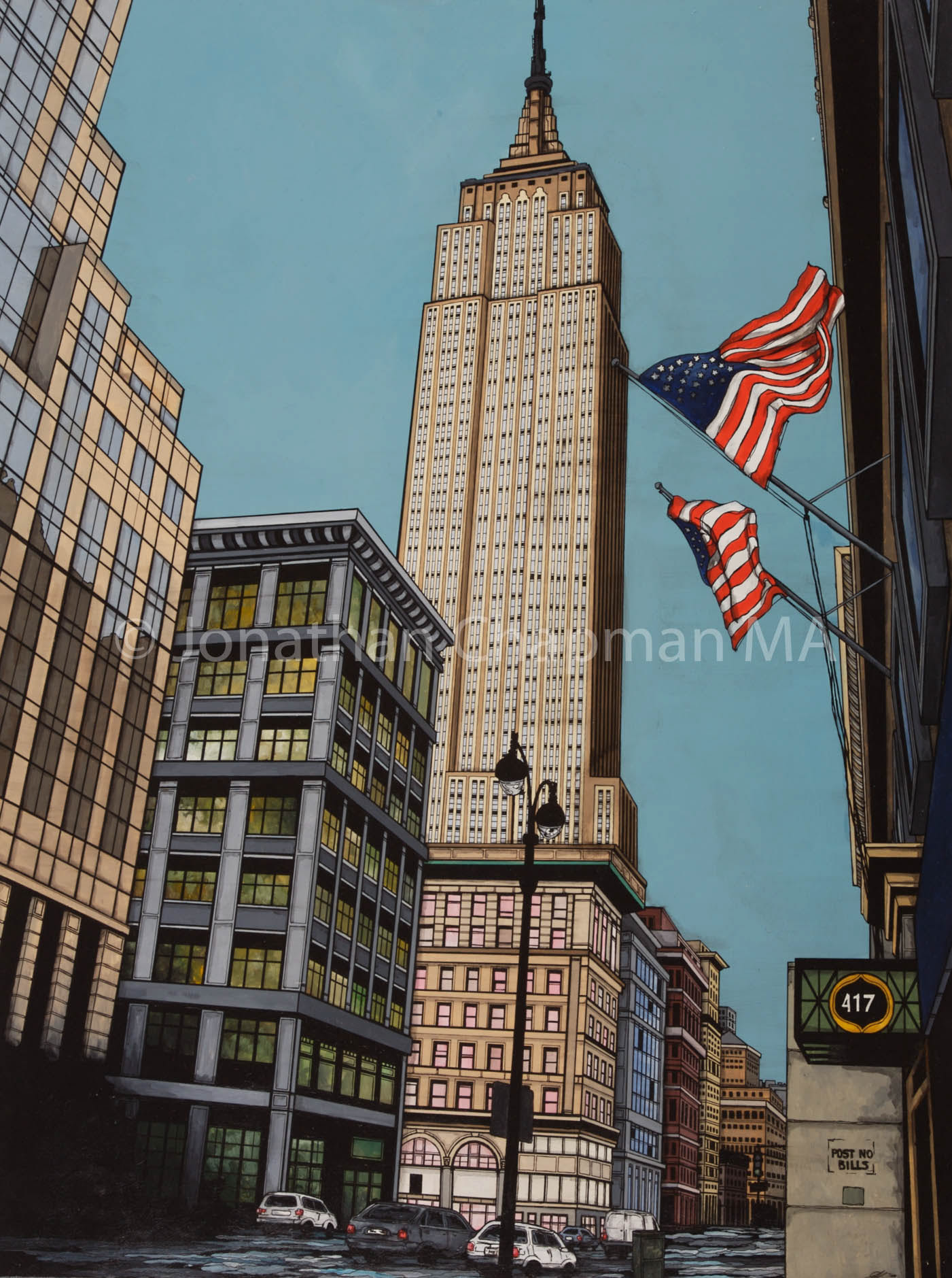 1401x1879 Illustration By Jonathan - Empire State Building Painting