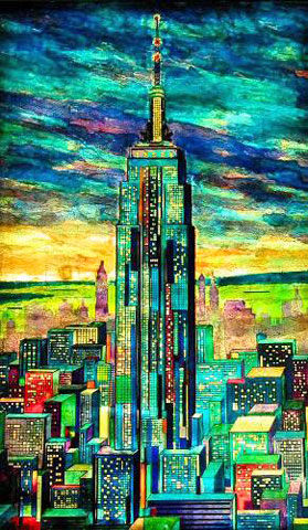 279x480 A Colorful Painting Of The Empire State Building In It's Lobby - Empire State Building Painting