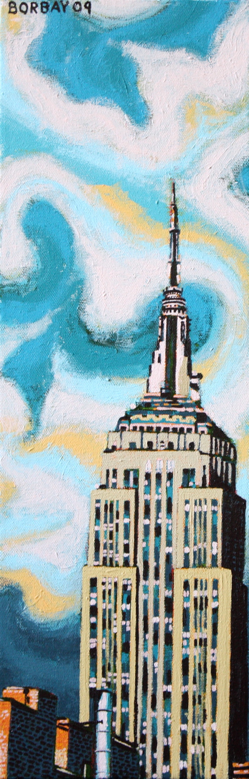 499x1559 Painting Process Empire State Building Broken Leg Painting Borbay - Empire State Building Painting