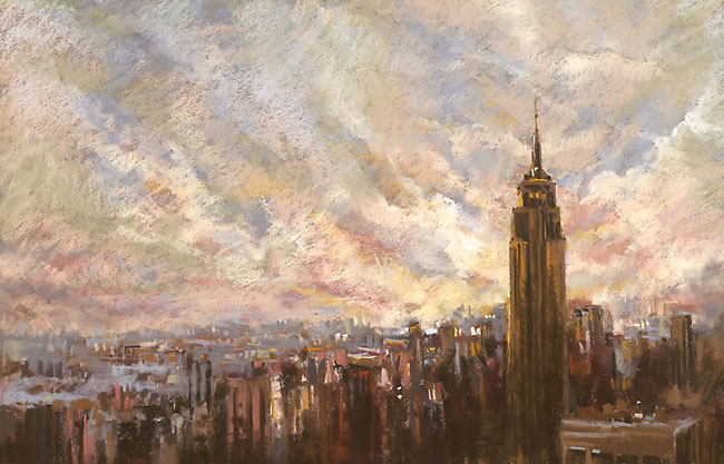 650x417 Skyline Artwork Paintings Of New York Skyline Seattle Skyline - Empire State Painting