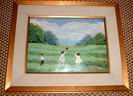 450x325 Framed And Signed Kaye Children At Play Enamel Painting On Copper - Enamel On Copper Painting