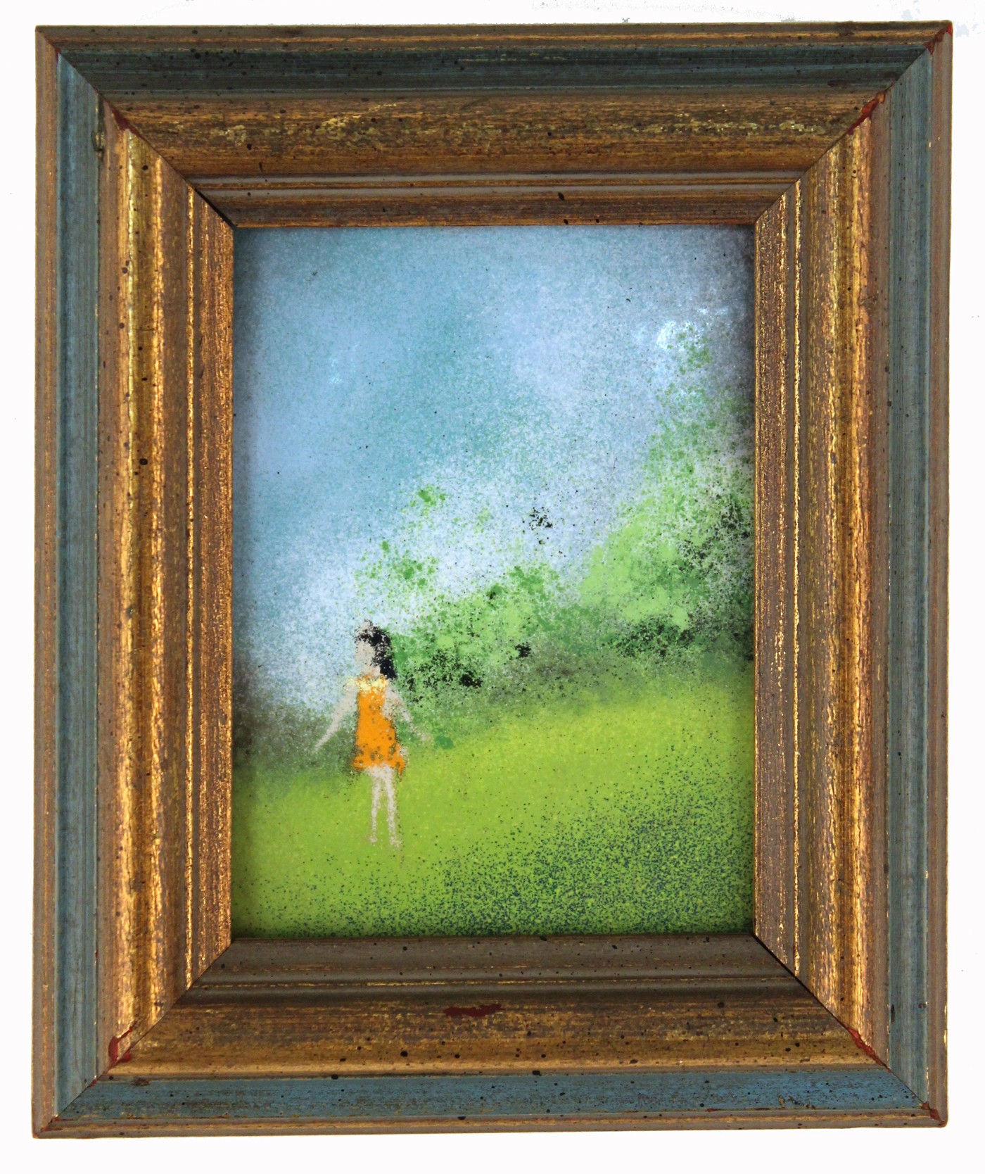 1400x1668 Mid Century Enamel On Copper Painting, Framed Nyshowplace - Enamel On Copper Painting