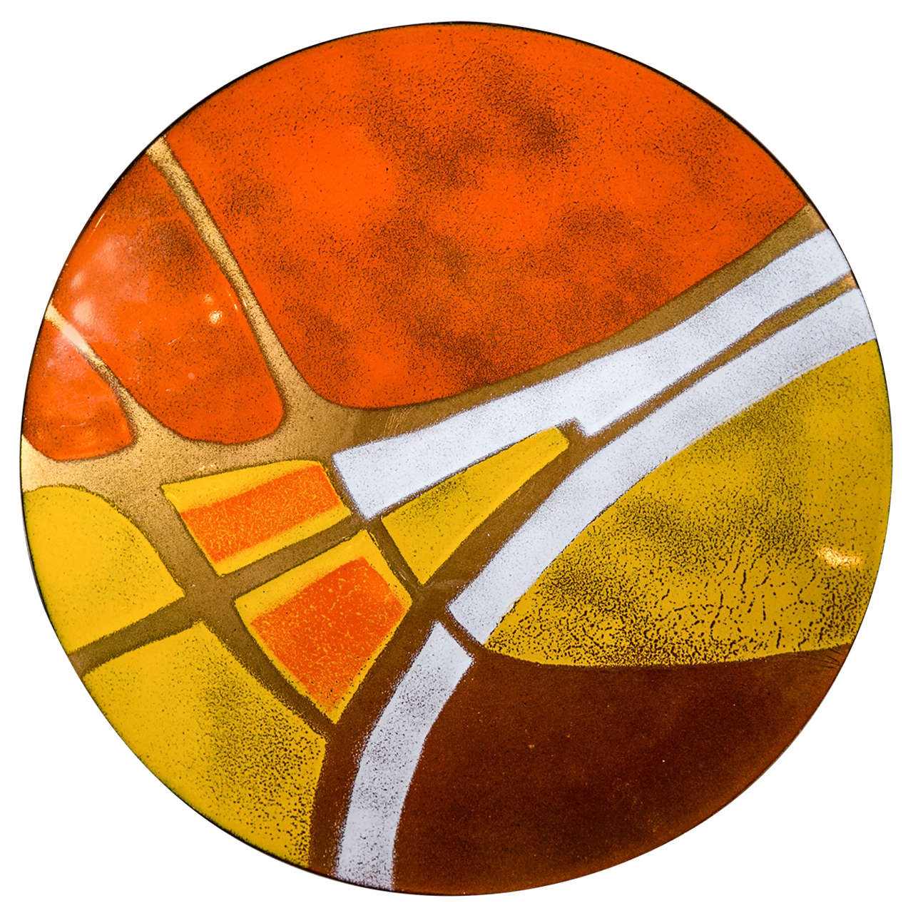 1280x1280 Mid Century Signed Hand Painted Enamel Copper Plate - Enamel On Copper Painting