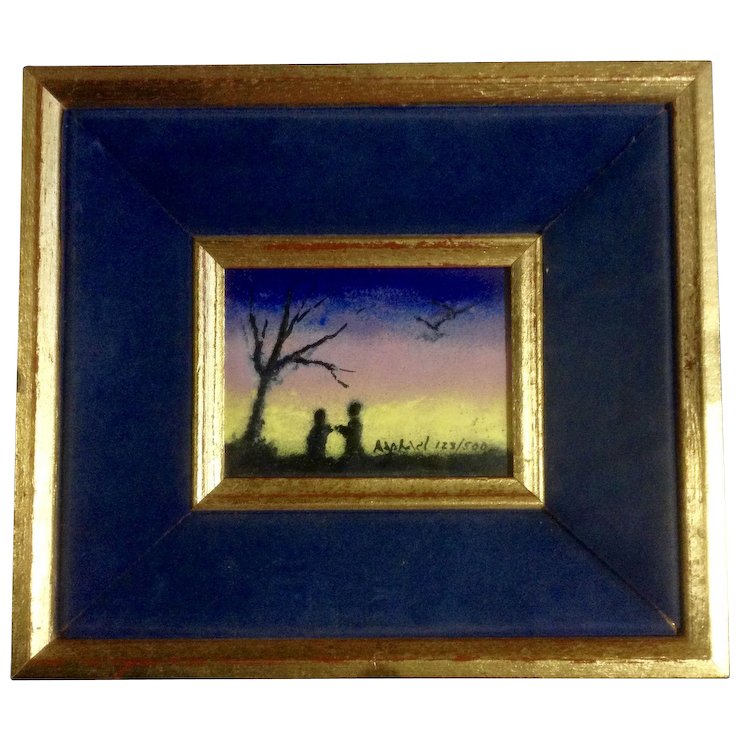 740x740 Raphael, Enamel Painting On Copper Or Steel, Two People Under Tree - Enamel On Copper Painting