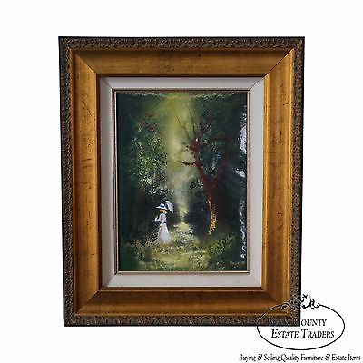 400x400 David Karp Enamel On Copper Painting Of Woman Holding Umbrella - Enamel On Copper Painting