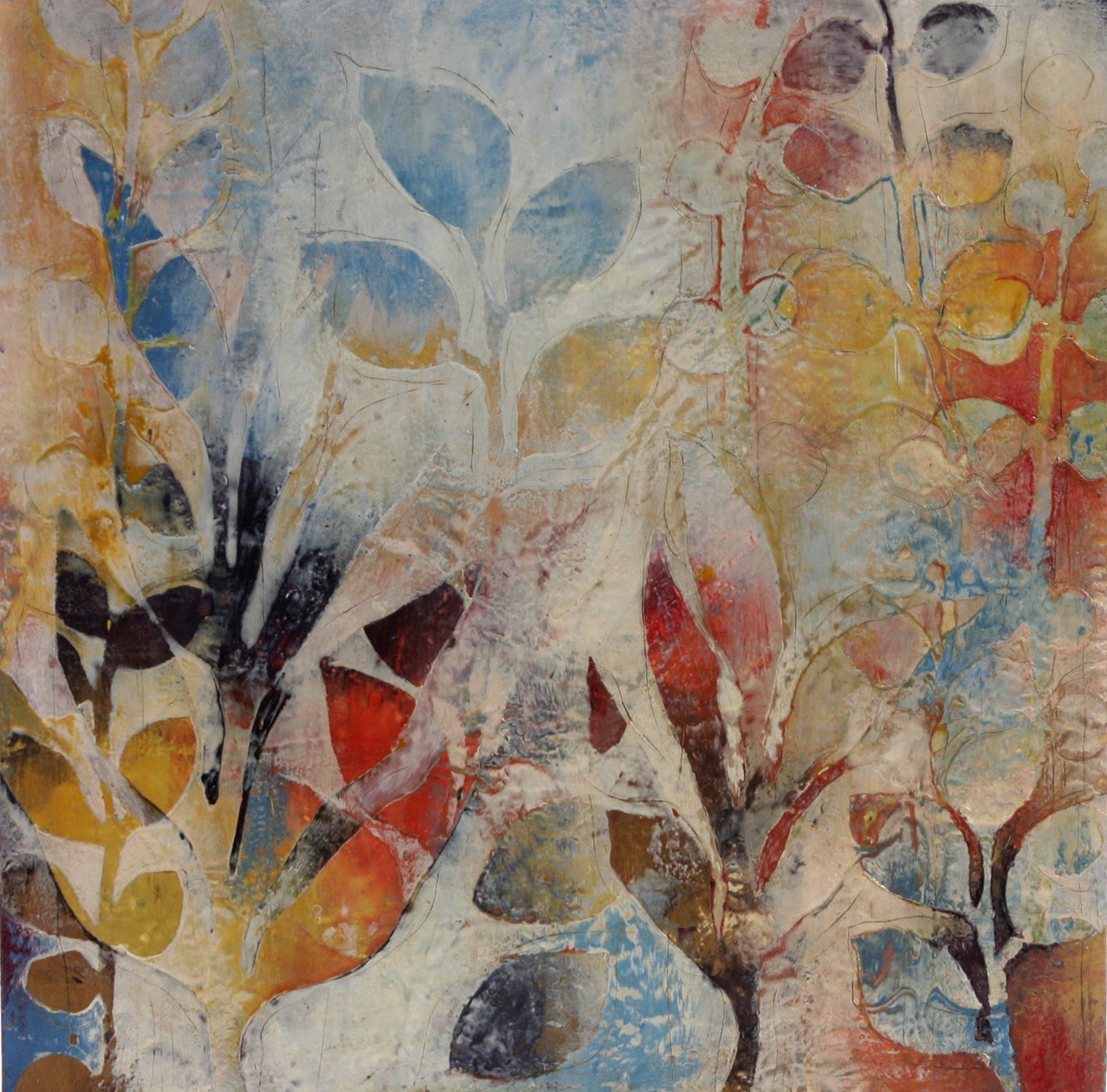 1415x1395 Garden Fragments A By Jody Hewitt Brimhall (Encaustic Painting - Encaustic Painting