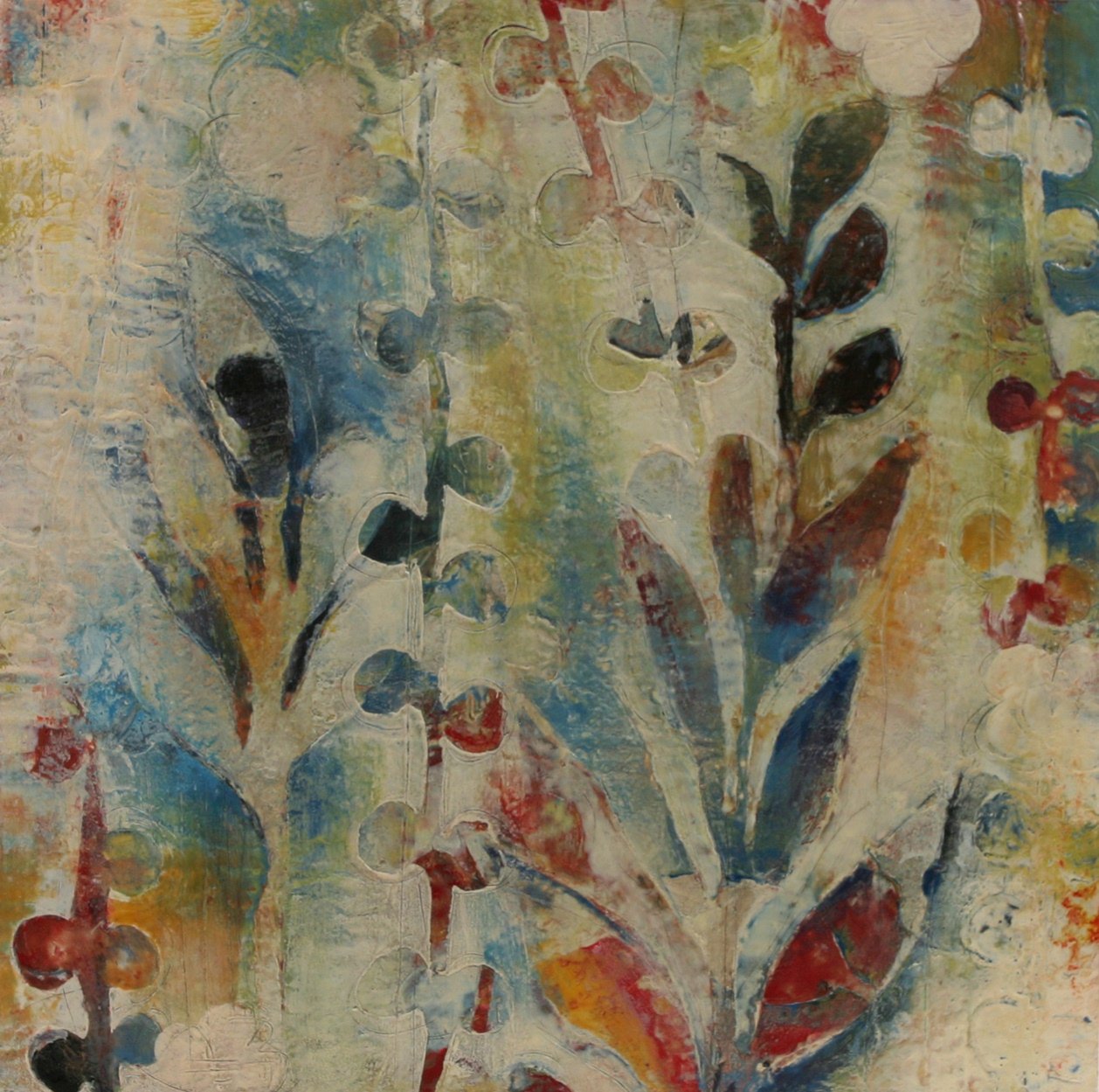 1258x1249 Garden Fragments B By Jody Hewitt Brimhall (Encaustic Painting - Encaustic Painting