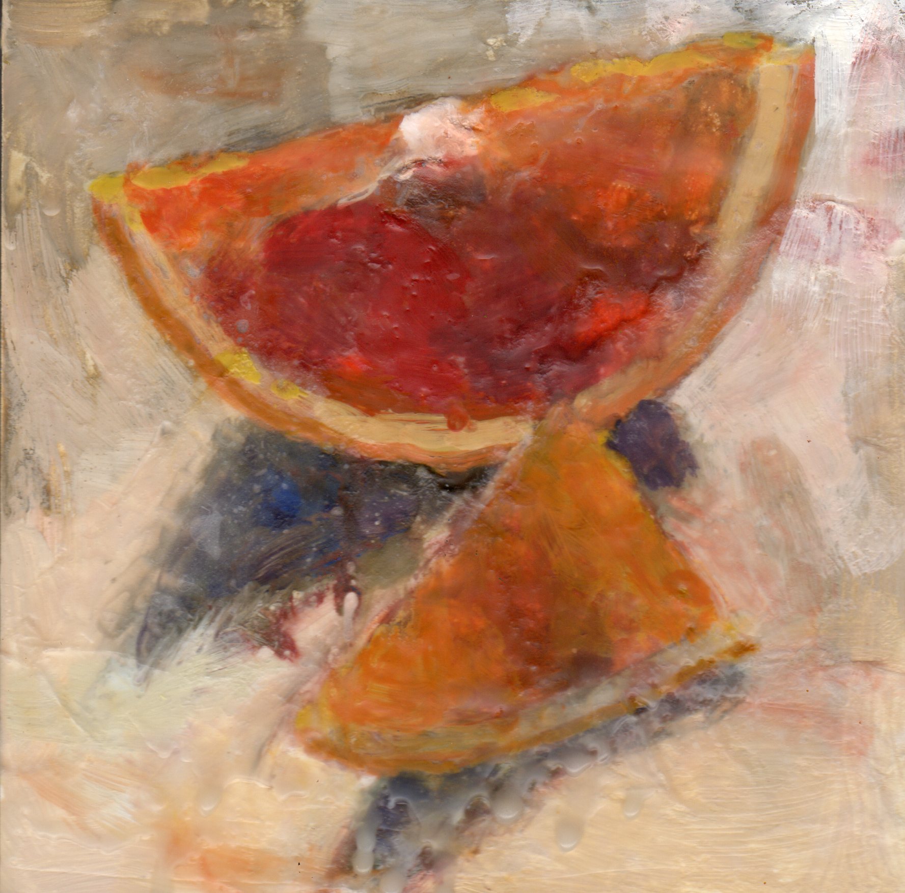 1777x1755 Sliced Orange Encaustic Painting Marlene Lee Art - Encaustic Painting