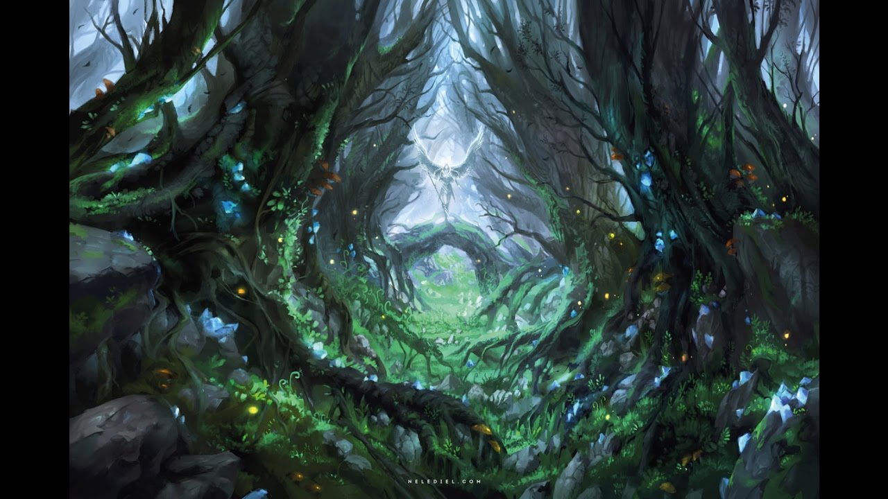 1280x720 Magical Forest Digital Painting - Enchanted Forest Painting