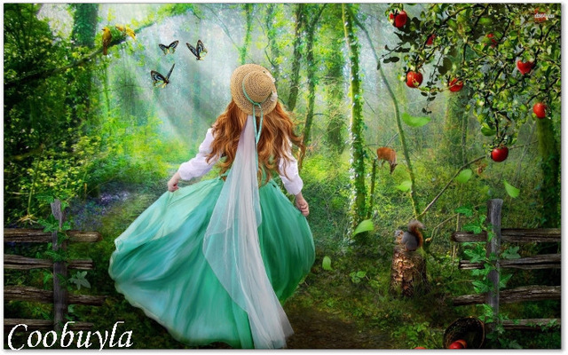 640x400 Top Quality Huge Beautiful Landscape Oil Painting Girl - Enchanted Painting