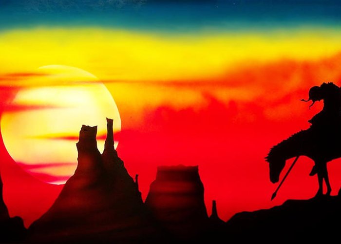 700x500 End Of The Trail Greeting Card For Sale By Frank Parrish - End Of The Trail Painting