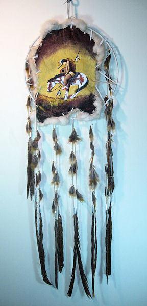 288x600 End Of The Trail Scene Hand Painted In Original Rabbit Fur Wall - End Of The Trail Painting Original