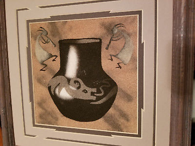 400x300 Herman Tyler Original Navajo Sand Painting End Of The Trail Framed - End Of The Trail Painting Original