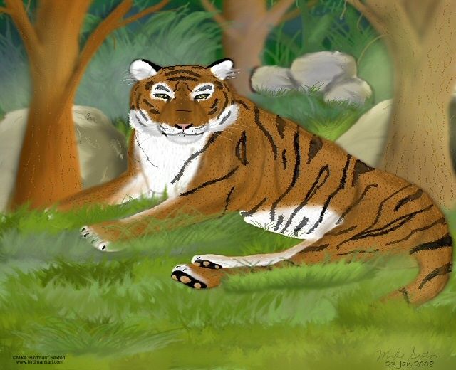 640x520 Peaceful Rest (Birdman) - Endangered Animals Painting