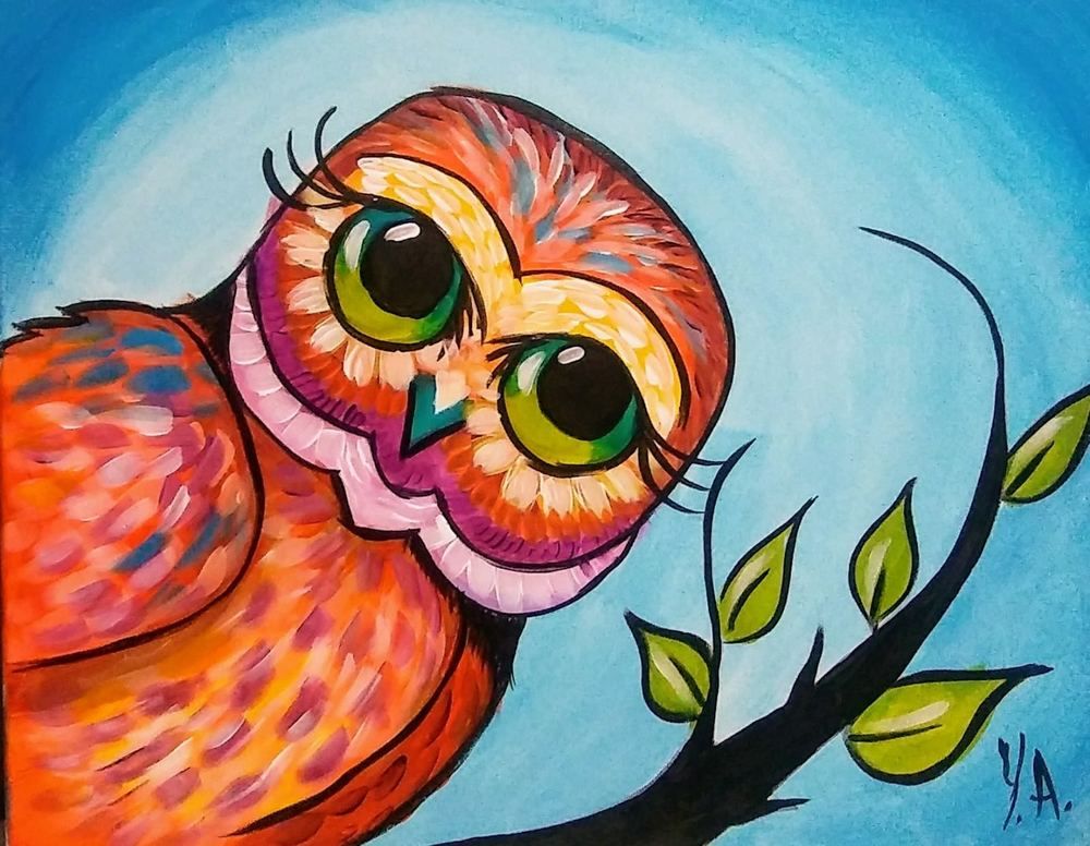1000x776 Yvette Andino Art Owl Painting, Bird, Endangered Species Wild - Endangered Animals Painting