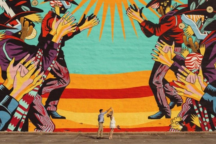 745x497 Dance In Front Of A Mural, Be Yourself Downtown, Engagement - Engagement Painting