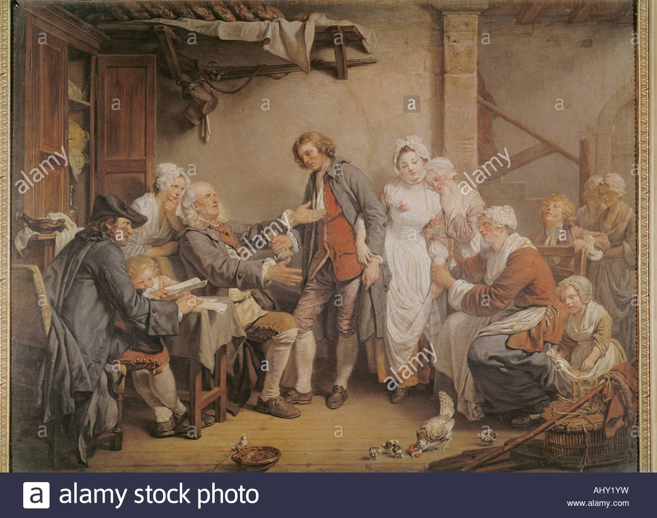 1300x1025 Fine Arts, Greuze, Jean Baptiste, (1725 - Engagement Painting