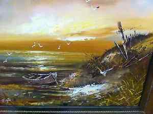 300x224 Engle Engel Artist Error Signed Seagulls With Boat Seascape - Engel Painting