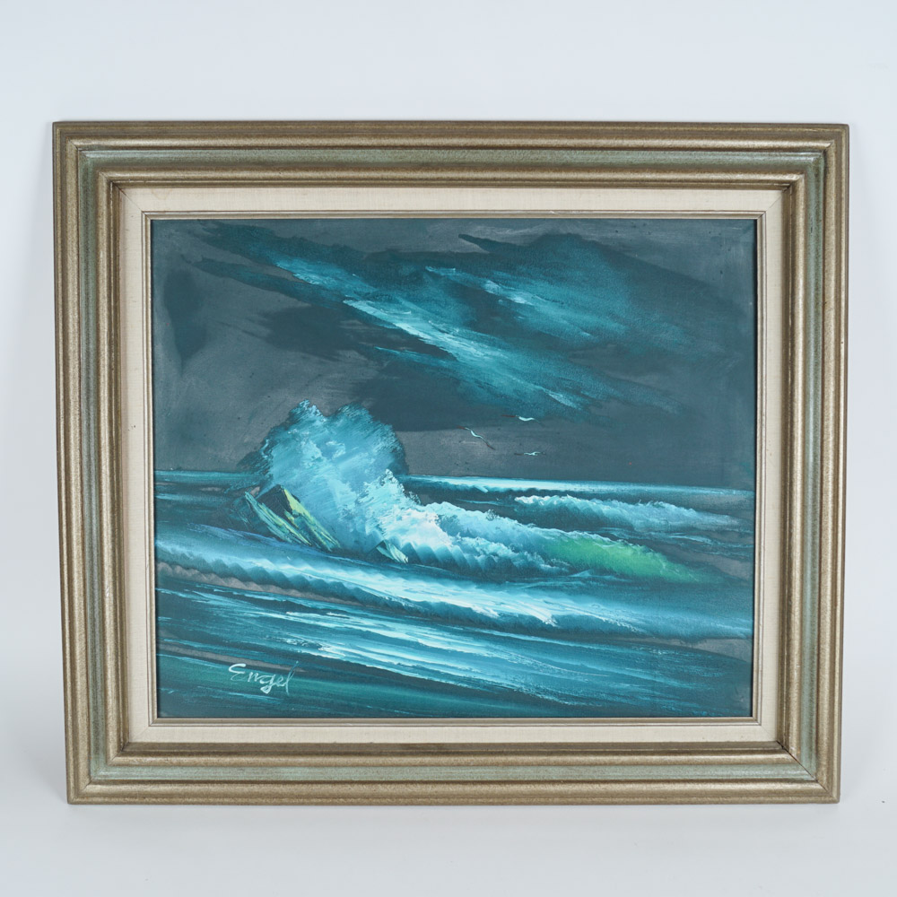 1000x1000 Framed Original Painting On Canvas, Signed Engel Ebth - Engel Painting