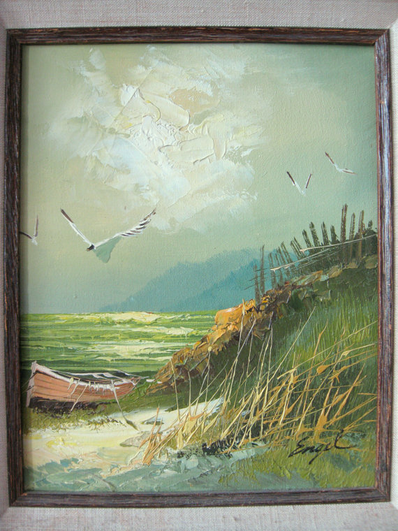 570x760 Framed Vintage Oil Painting Ocean Landscape Oil Painting - Engel Painting