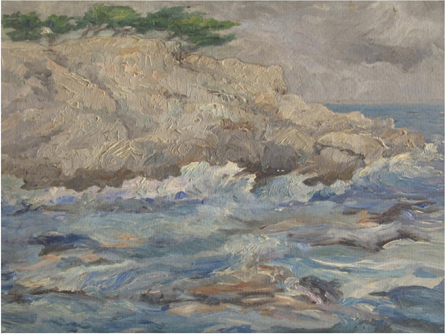 900x675 Mediterranean Sea Rocks Painting By Robert Engel - Engel Painting