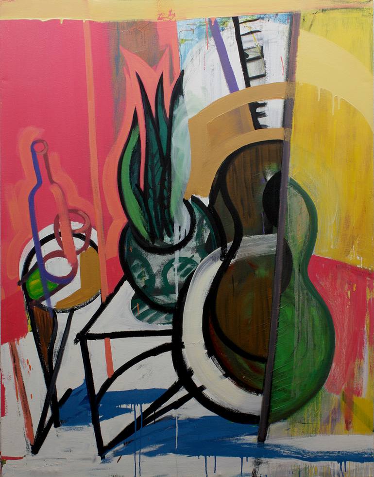 770x981 Saatchi Art Still Life With Guitar Painting By Chris Engel - Engel Painting