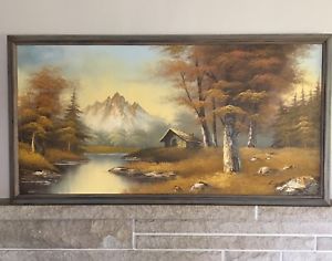 300x236 Vtg Mid Century Oil On Canvas Framed Painting Signed Engel Autumn - Engel Painting