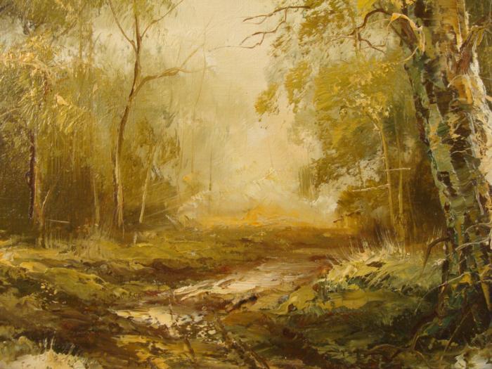 700x525 Engel Original Oil Painting Kentucky Autumn Nature Art - Engel Painting