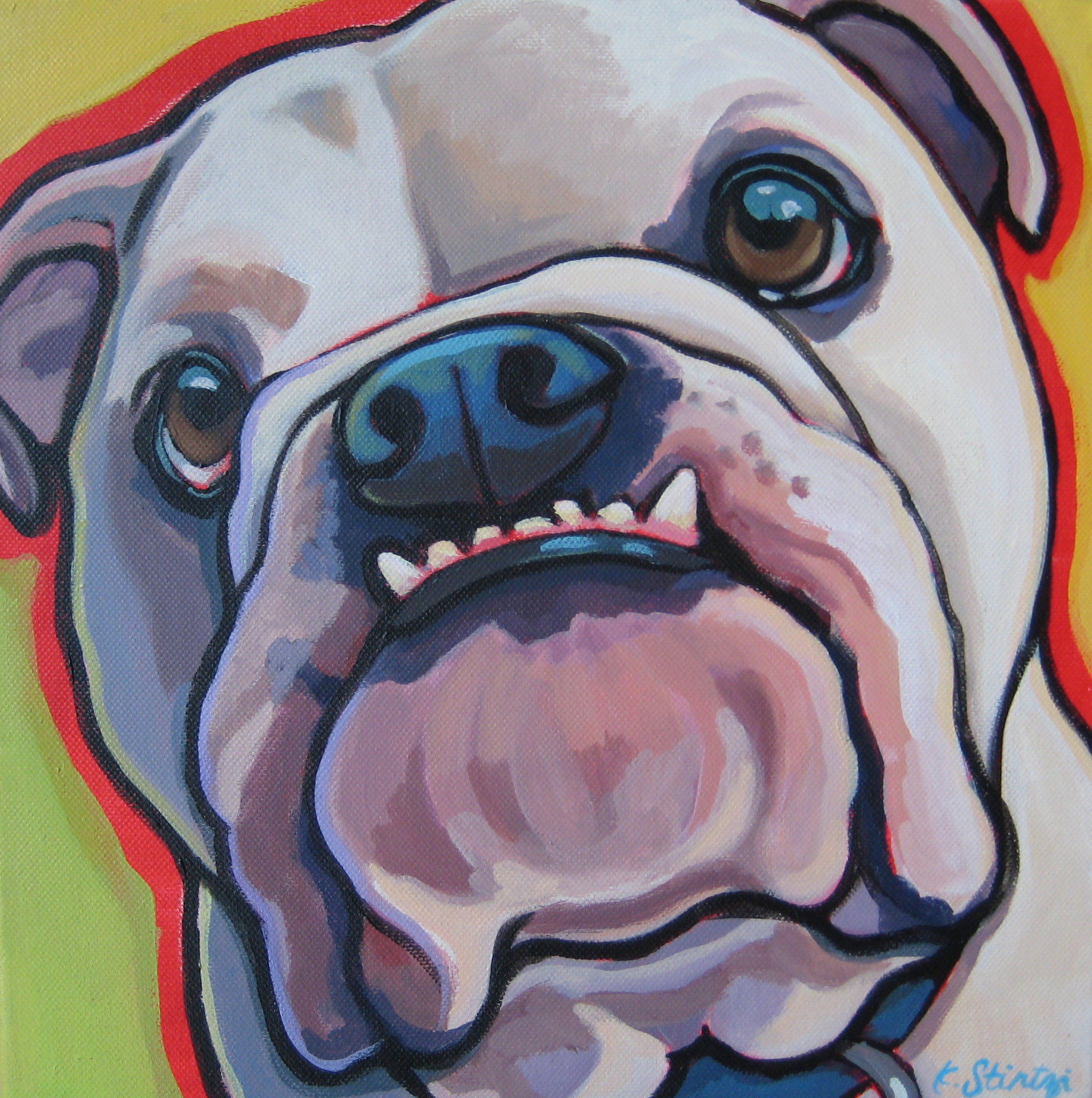 1909x1920 English Bulldog Painting 12x12 Custom Pet Portrait Acrylic - English Bulldog Painting