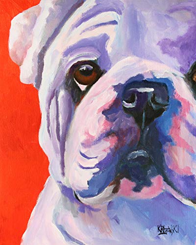 400x500 English Bulldog Dog Fine Art Print On 100% Cotton - English Bulldog Painting