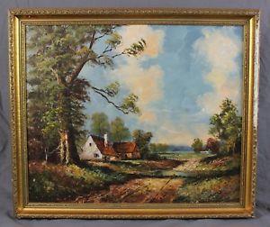 300x252 Vintage Oil Painting English Countryside Scene Signed Ebay - English Countryside Painting