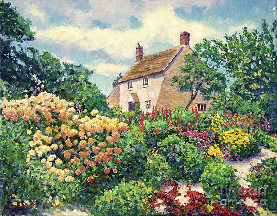 900x704 English Cottage Garden Painting By David Lloyd Glover - English Garden Painting