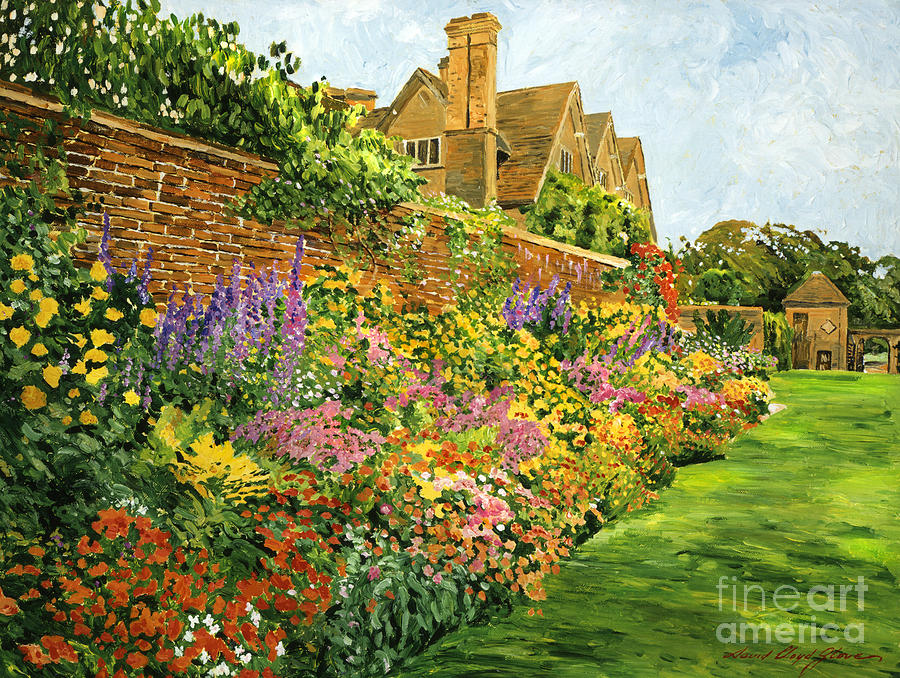 900x678 English Estate Gardens Painting By David Lloyd Glover - English Garden Painting