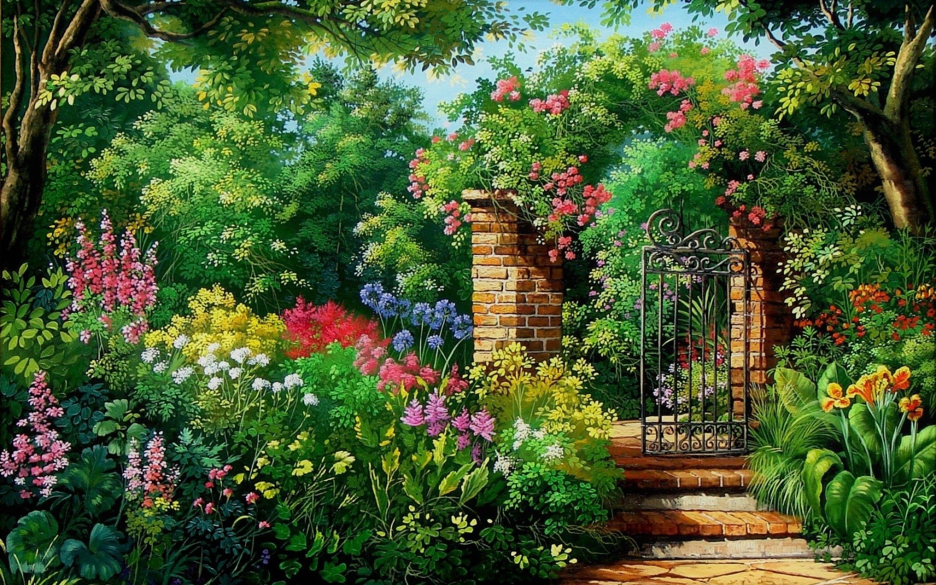 1920x1200 English Garden Hd Wallpaper Background Image 1920x1200 Id - English Garden Painting