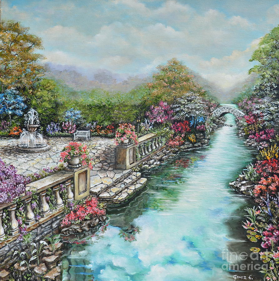 894x900 English Garden Painting By Elizabeth Gomez - English Garden Painting