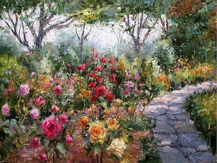 720x542 E. J. Paprocki Art Seascape Paintings And Paintings - English Garden Painting