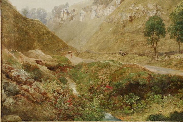 720x480 Very Large Antique English Landscape Painting Of Mountains, 19th - English Landscape Painting